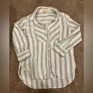 Anthropologie White and gray Striped Shirt